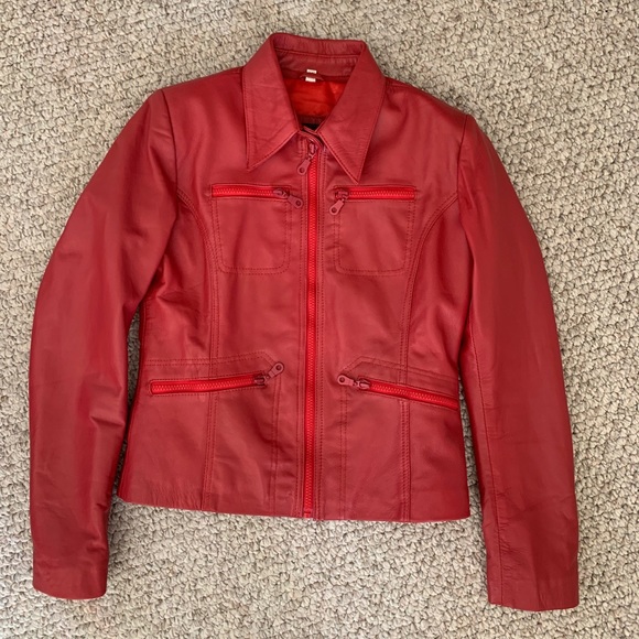 Vintage Jackets & Blazers - Red Leather Jacket